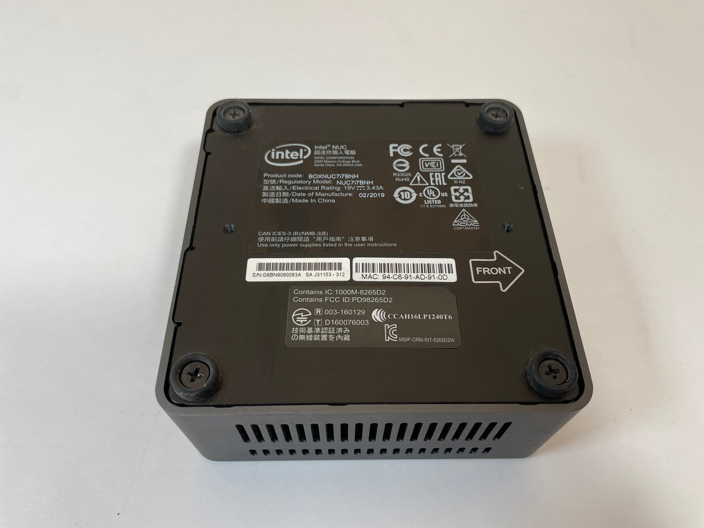 INTEL NUC7I7BNB Mini PC Core i7 7567U 0GB 8GB RAM -NO AC or OS Included