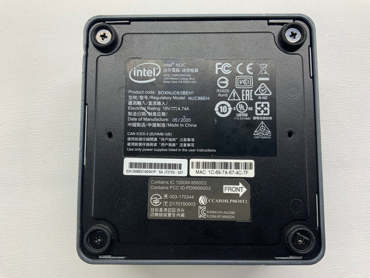INTEL NUC8I3BEH Mini PC Core i3 8109U 250GB 4GB RAM -NO AC or OS Included