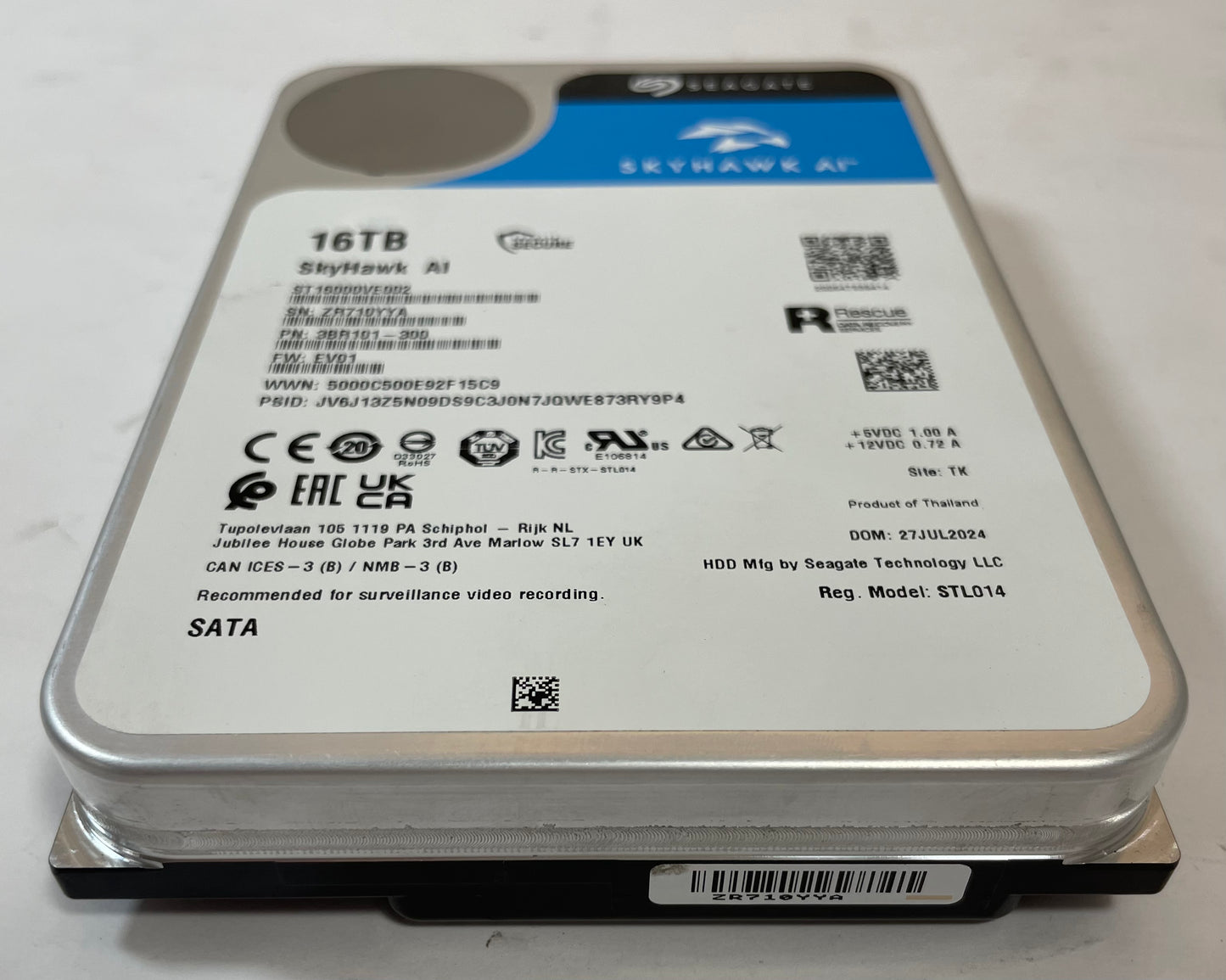 SEAGATE SkyHawk AI ST16000VE002 3.5" Internal Surveillance HDD SATA 16TB