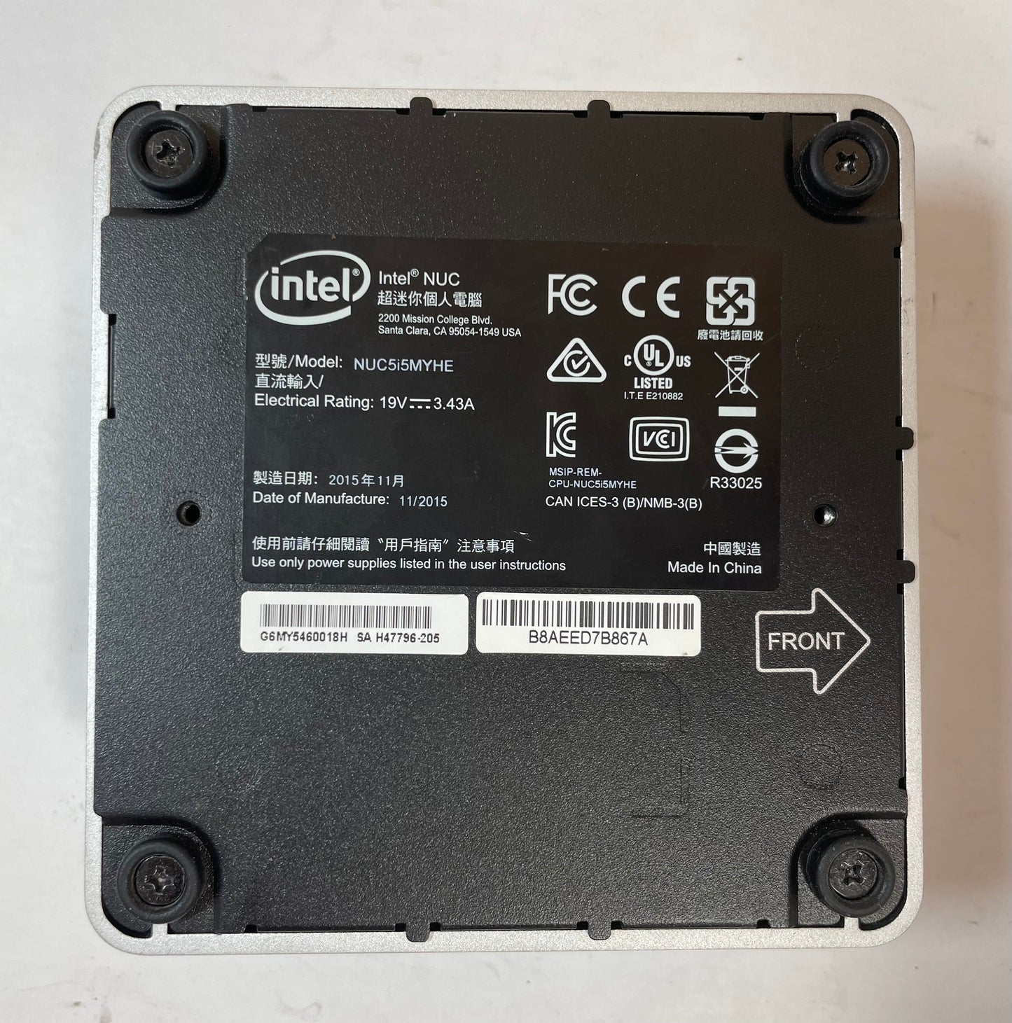 INTEL NUC5I5MYHE UCFF Core i5-5300U 275GB 8GB -NO OS or AC Included