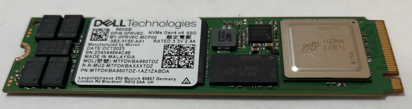 DELL MTFDKBA960TDZ-1AZ1ZABDA 960GB NVMe Gen4 x4 Internal SSD -Excellent