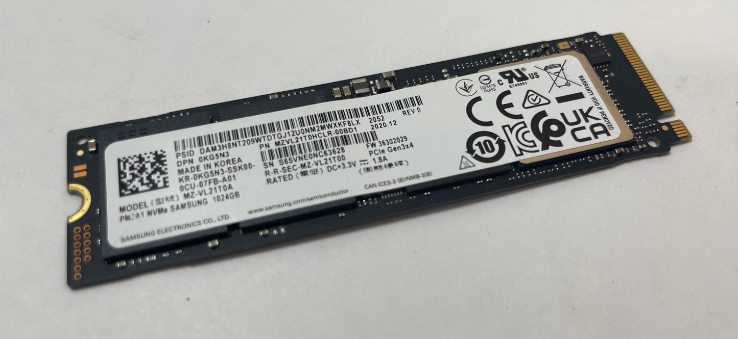 SAMSUNG MZ-VL21T0A 1TB NVMe M.2 SSD Model PM9A1 -Excellent