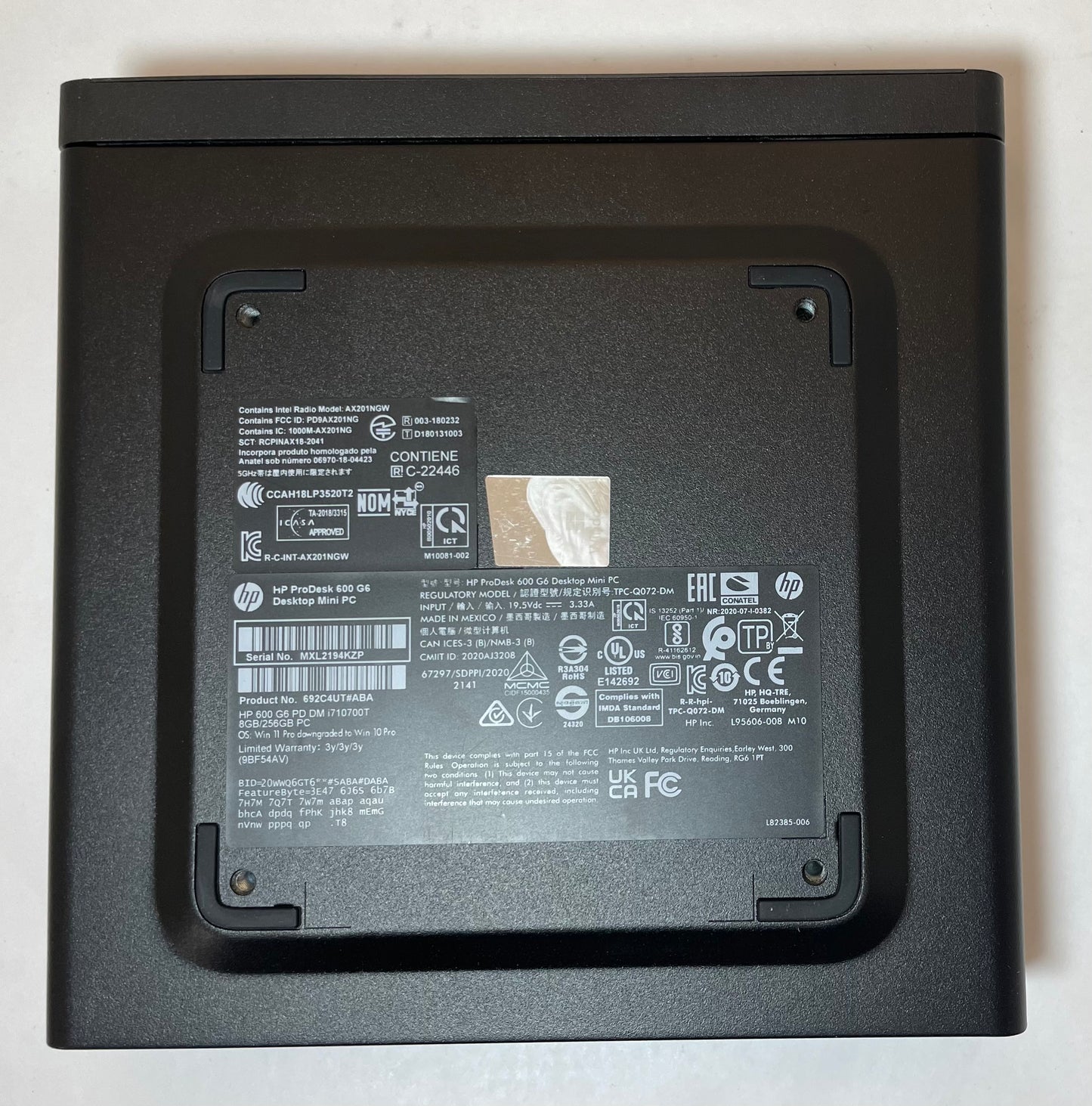 HP PRODESK 600 G6 Desktop Mini Core i7 10700T 8GB 256GB NVMe WIN11 -Very Good