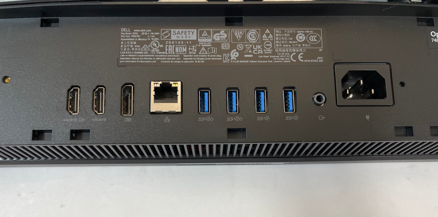 DELL OPTIPLEX 7480 AIO Core i5 10500 512GB 8GB NVMe Windows 11 Home -NO STAND