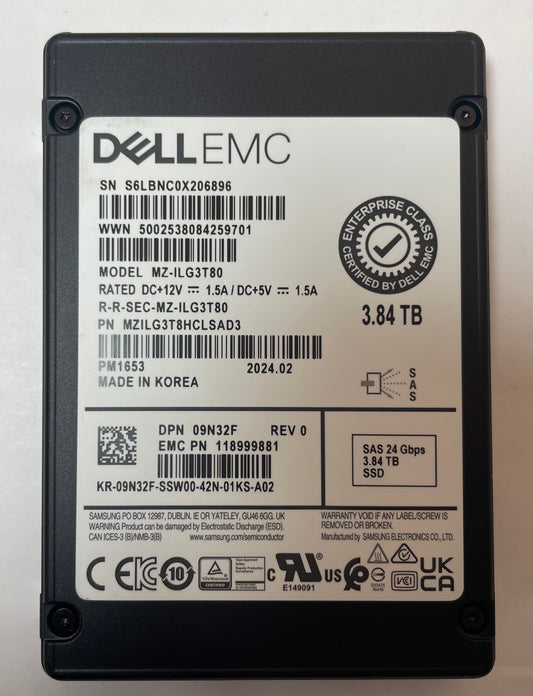 DELL EMC SAMSUNG MZ-ILG3T80 2.5" 3.84TB SAS SSD -Excellent