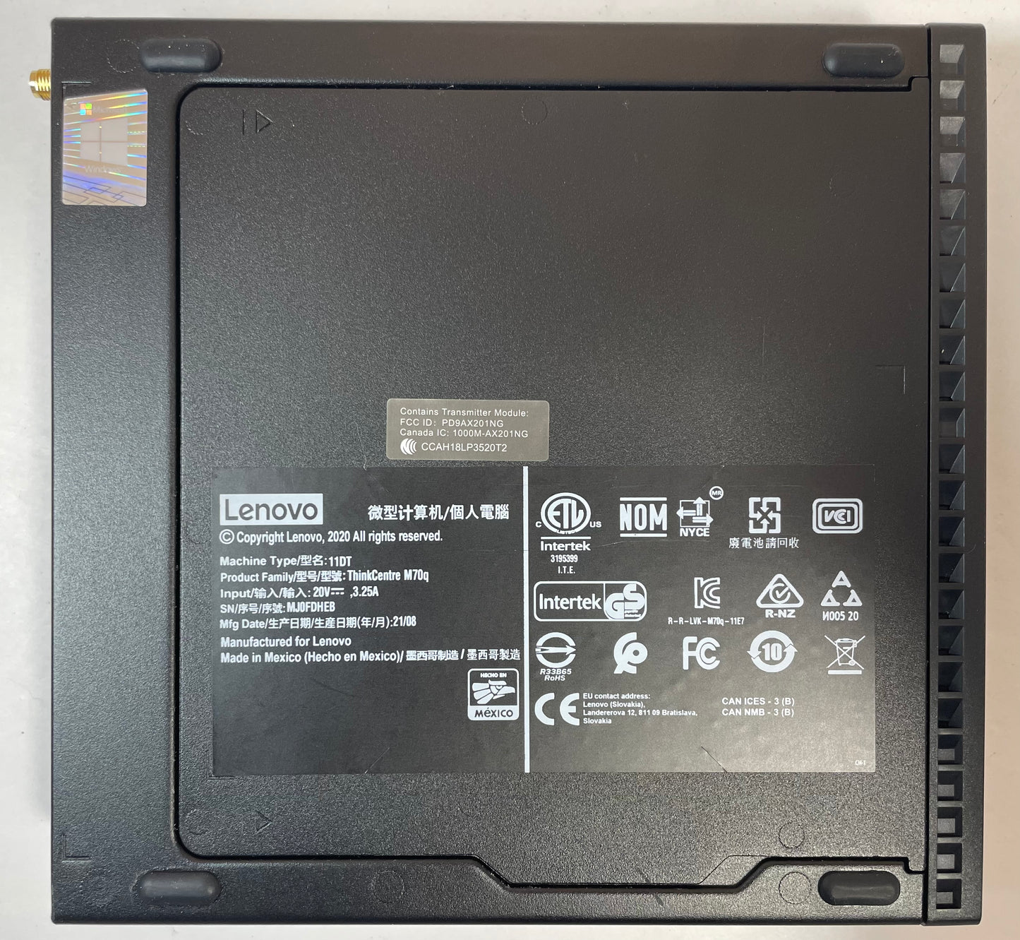 LENOVO THINKCENTRE M70Q Tiny Desktop i5 10400T 8GB 128GB NVMe WIN11 -Very Good