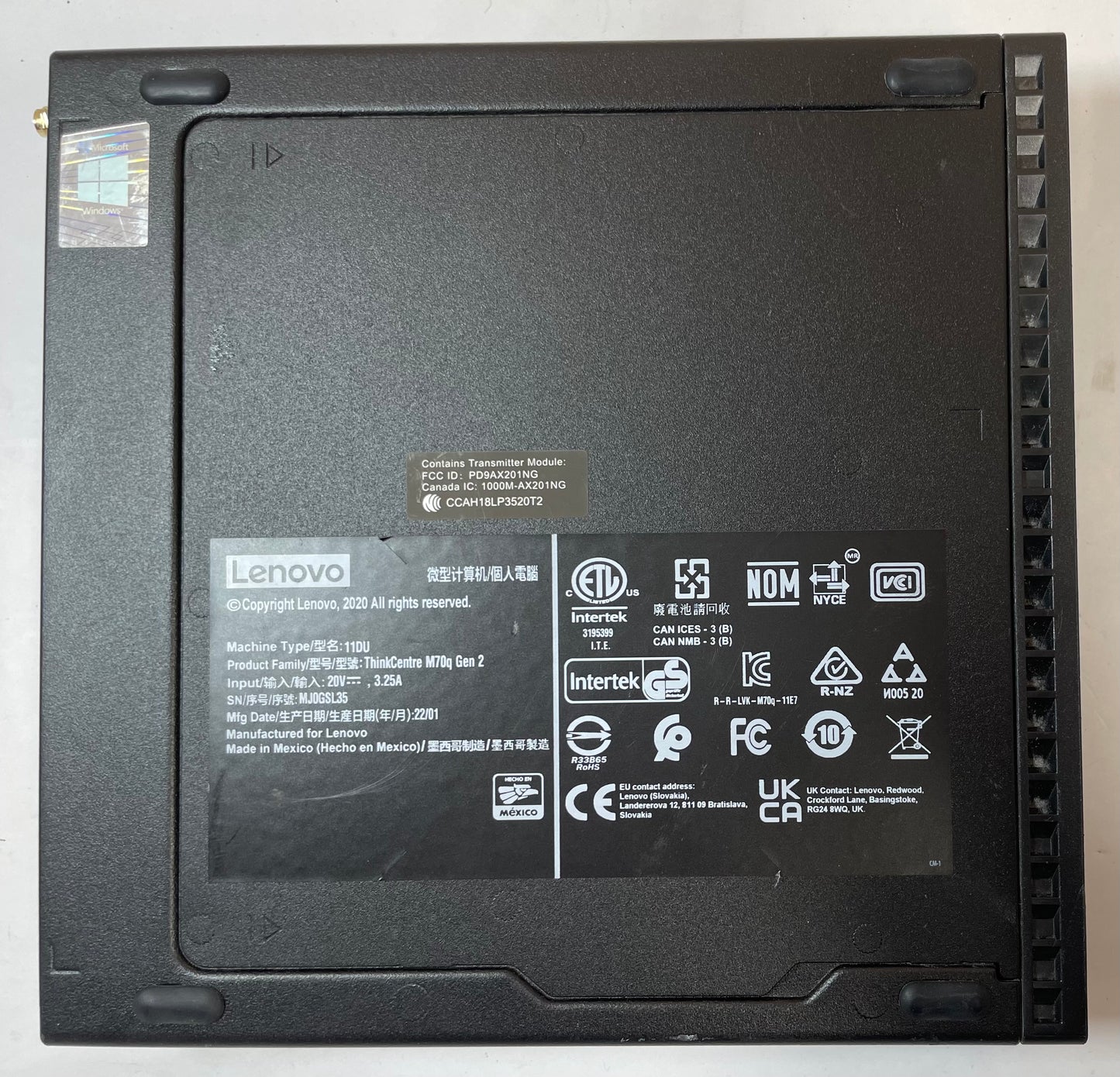 LENOVO THINKCENTRE M70Q Tiny Desktop Core i5 10400T 16GB 256GB NVMe WIN11 -Good