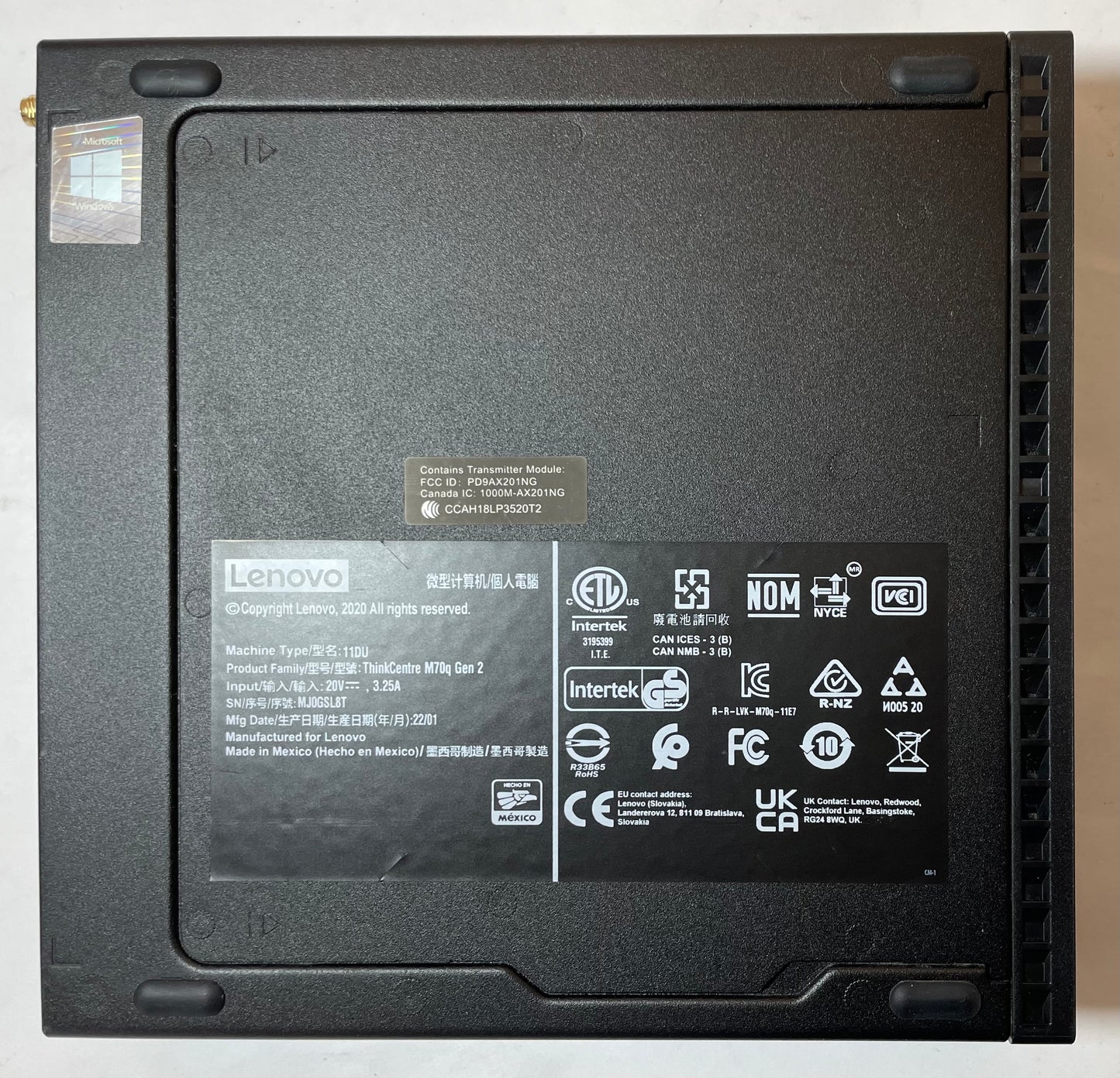 LENOVO THINKCENTRE M70Q Tiny Desktop i5 10400T 16GB 256GB NVMe WIN11 -Very Good