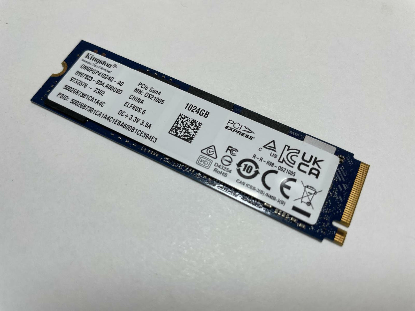 KINGSTON OM8PGP41024Q-A0 1TB M.2 2280 PCIe 4 x4 NVMe Internal SSD
