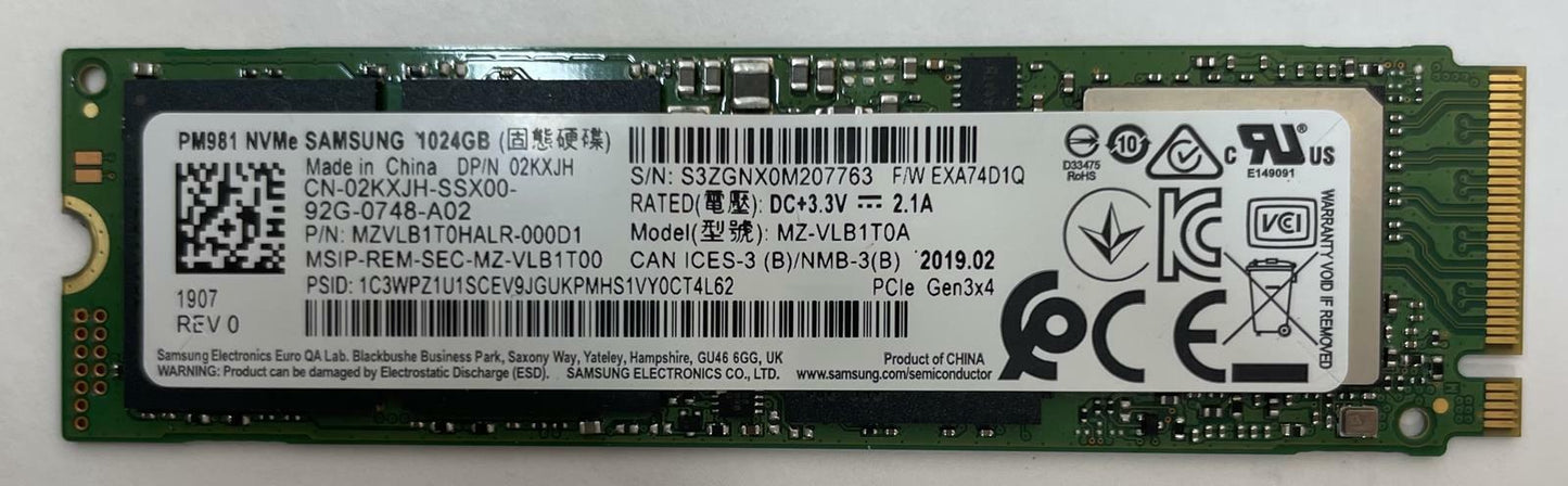SAMSUNG MZ-VLB1T0A PM981 1024GB PCIe NVMe M.2 Internal Solid State Drive