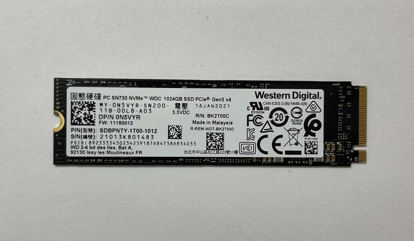 WESTERN DIGITAL SDBPNTY-1T00-1012 1TB PCIe 3.0x4 M.2 2280 NVMe Internal SSD