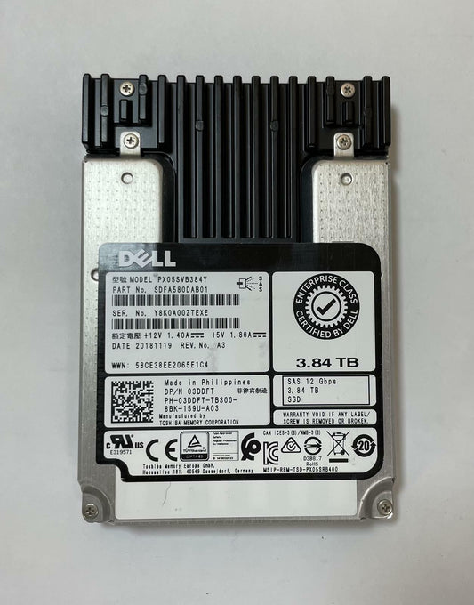 Dell TOSHIBA PX05SVB384Y 3.84TB 2.5" SAS 12Gbps Internal SSD