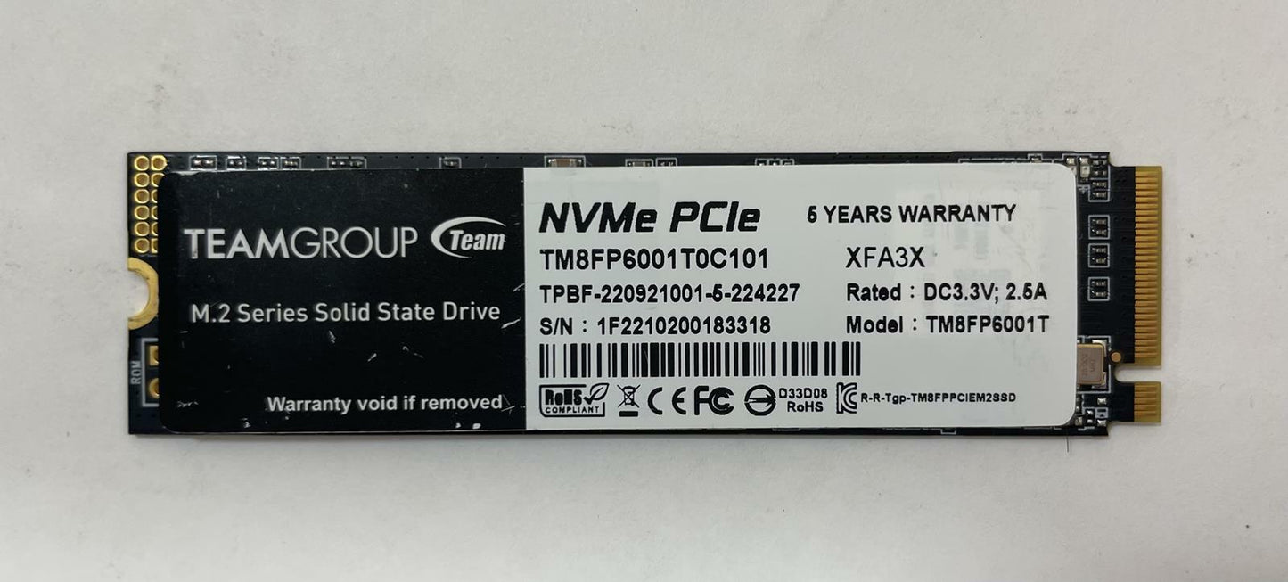 TEAM GROUP TM8FP6001T0C101 1TB PCIe NVMe M.2 Internal Solid State Drive