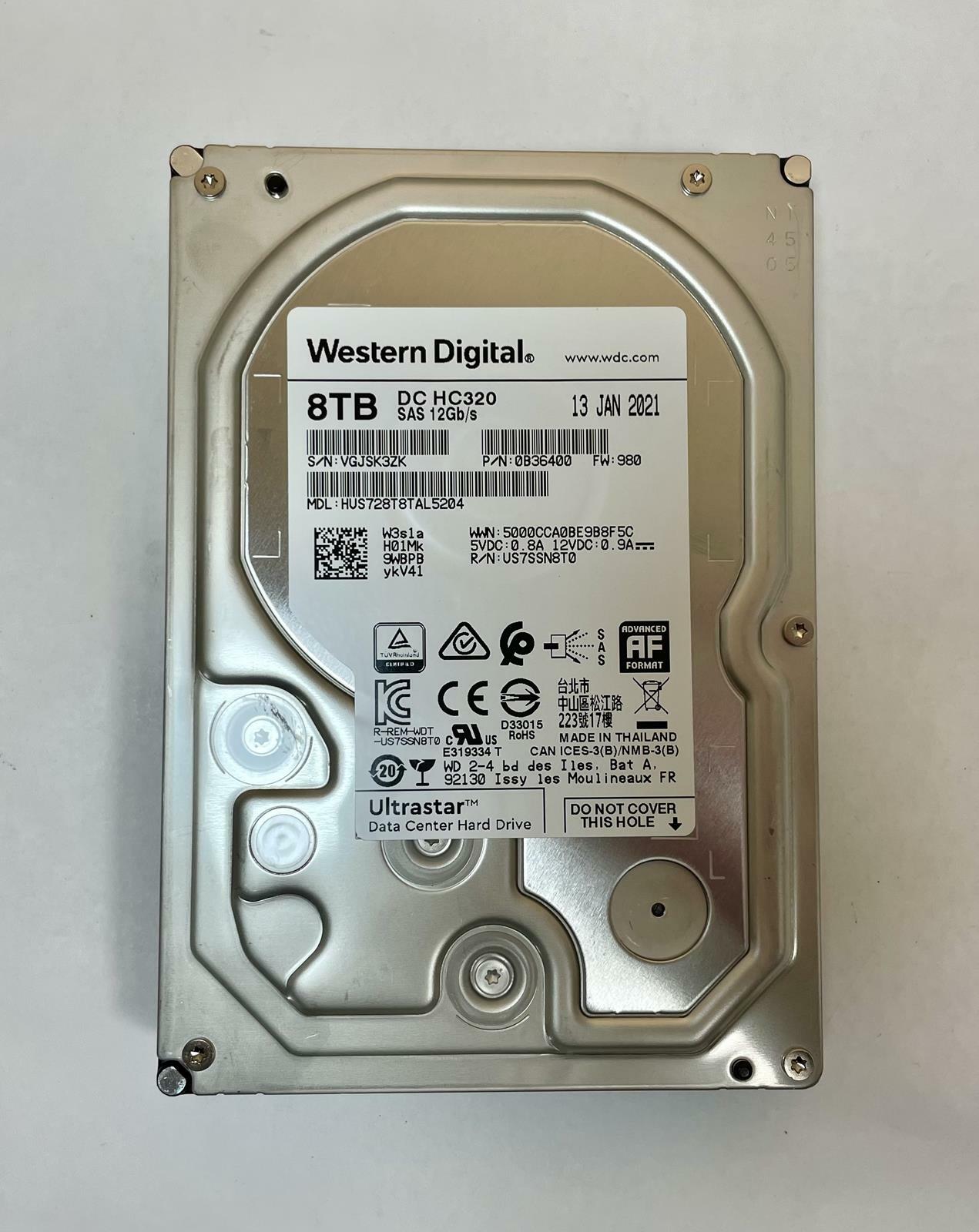WESTERN DIGITAL HUS728T8TAL5204 HC320 3.5" 8TB SAS Data Center Internal HDD