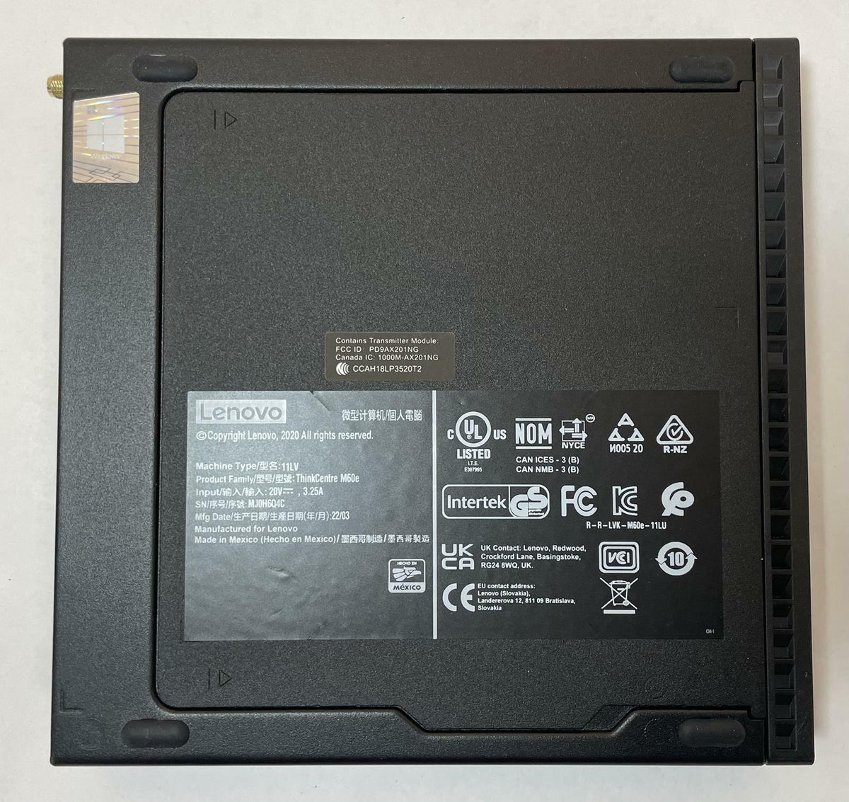 LENOVO THINKCENTRE M60E Tiny Desktop i5 1035G1 8GB 256GB NVMe WIN11 -Very Good