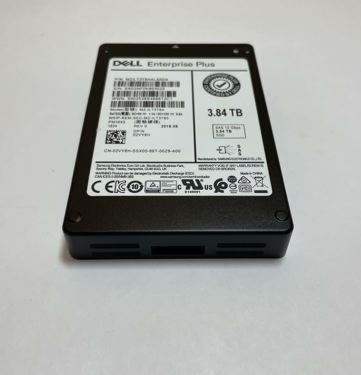 DELL SAMSUNG MZ-ILT3T8A PM1643 3.84TB 2.5" SAS 12Gbps Internal SSD