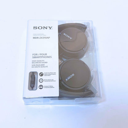 Sony MDR-ZX310AP Wired On-Ear Headphones W/ Mic - Black - NEW