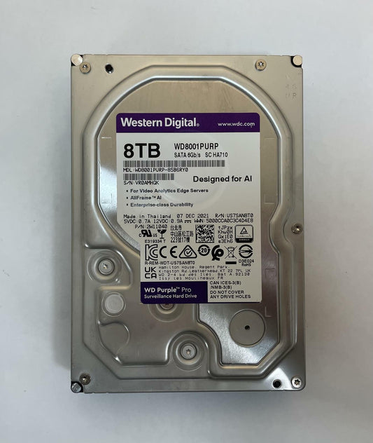 WESTERN DIGITAL WD8001PURP-85B6RY0 8TB 3.5" SATA Internal Surveillance HDD