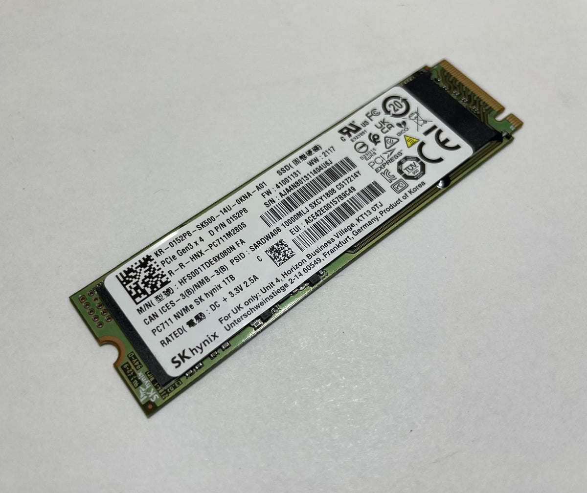 SK HYNIX HFS001TDE9X080N PC711 1TB M.2 PCIe 3 x4 NVMe Internal SSD