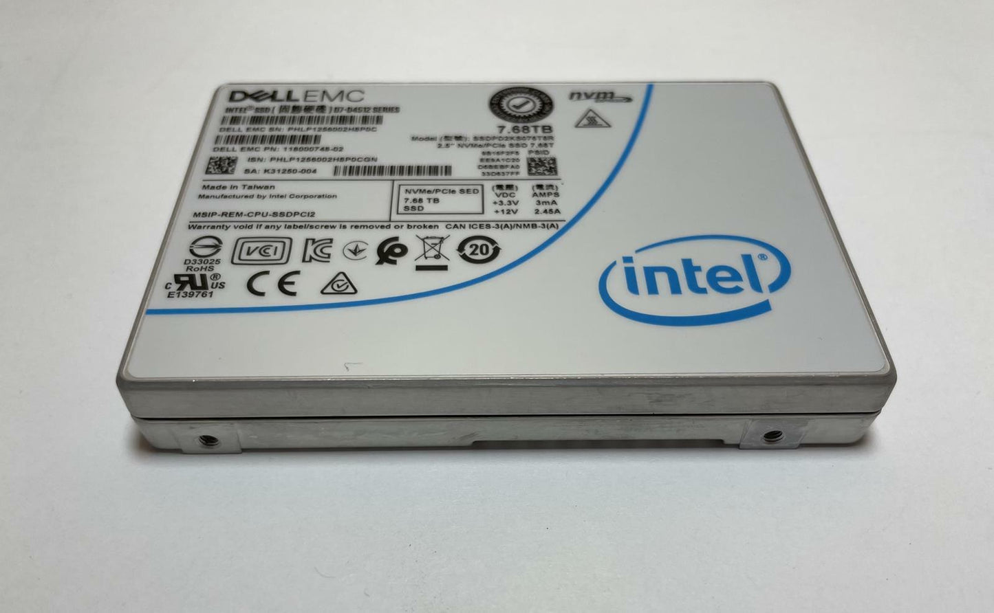 INTEL DELL EMC SSDPD2KS076T8R 2.5" 7.68TB NVMe PCIe SED Internal SSD