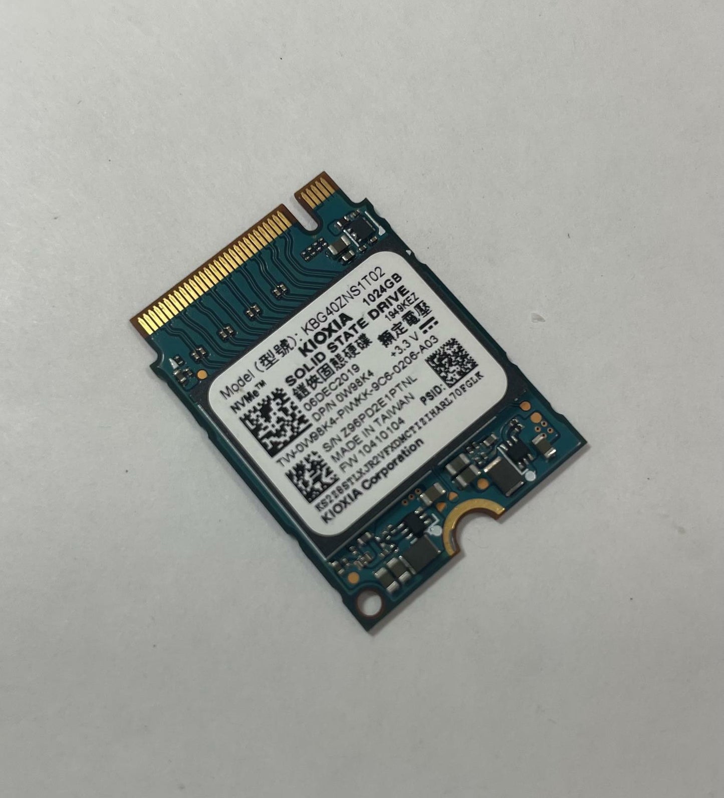 KIOXIA KBG40ZNS1T02 1TB NVMe M.2 2230 PCIe 3.0 x4 Internal SSD