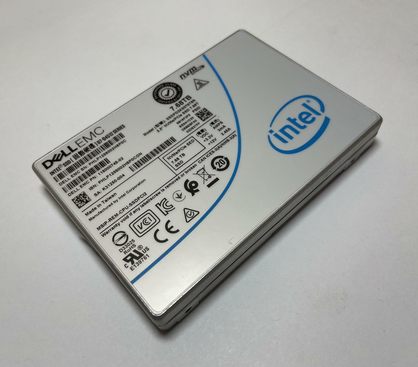 INTEL DELL EMC SSDPD2KS076T8R 2.5" 7.68TB NVMe PCIe SED Internal SSD