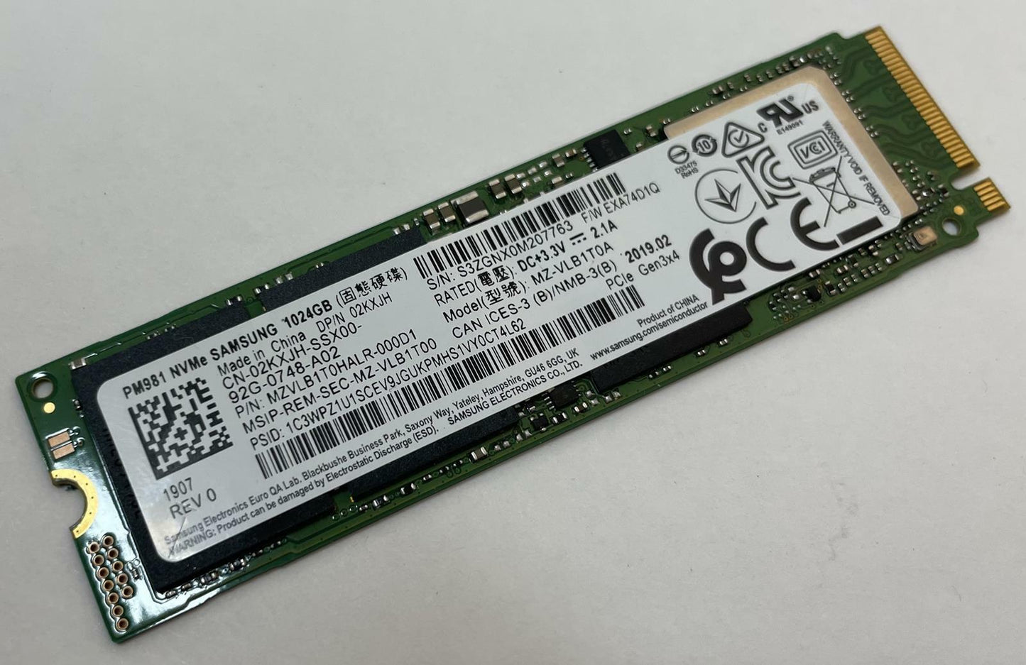 SAMSUNG MZ-VLB1T0A PM981 1024GB PCIe NVMe M.2 Internal Solid State Drive