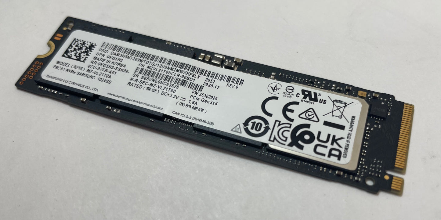 SAMSUNG MZ-VL21T0A 1TB NVMe M.2 SSD Model PM9A1 -Excellent