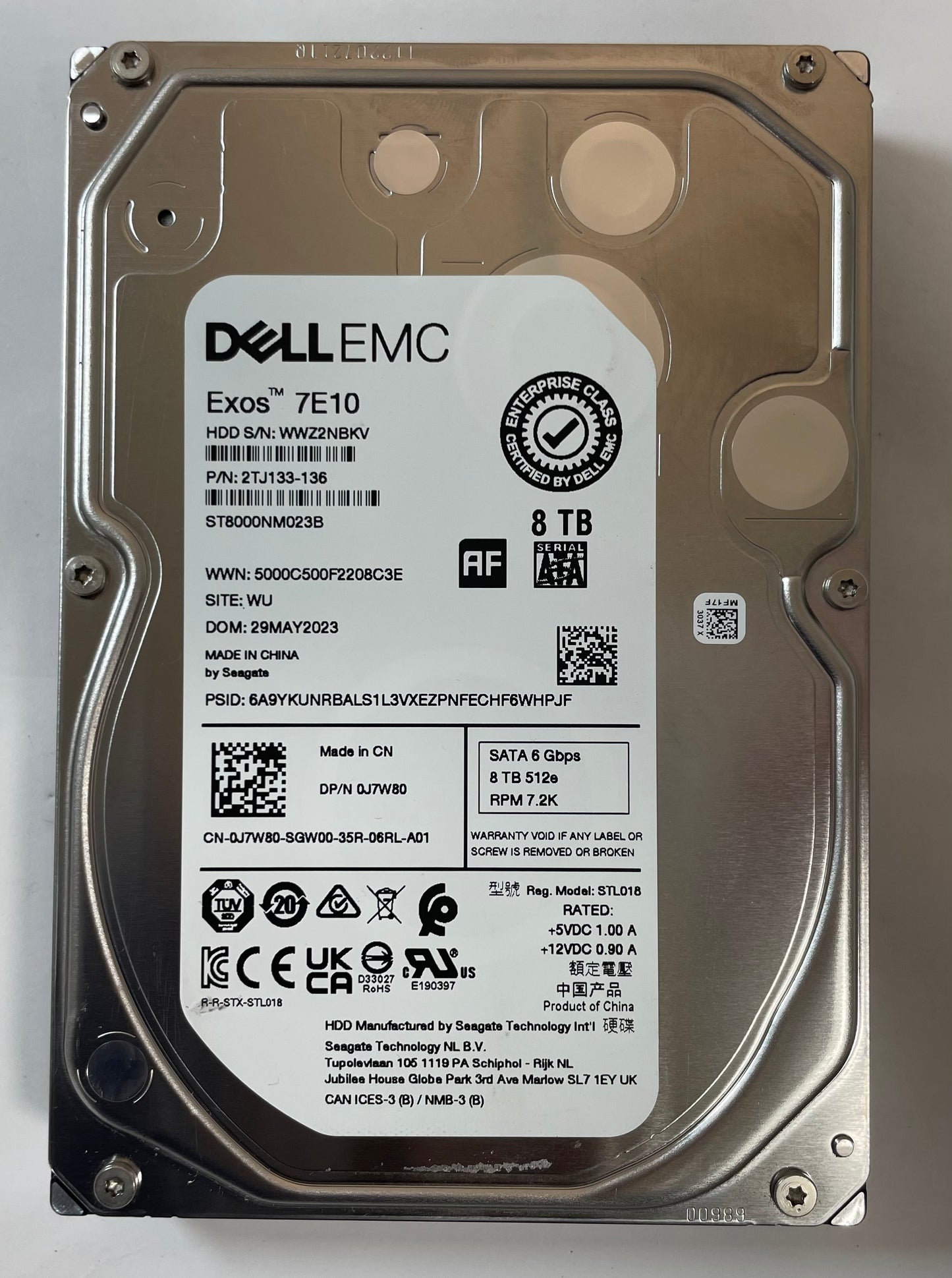 DELL EMC SEAGATE ST8000NM023B 7E10 3.5" 8TB SATA Hard Disk Drive