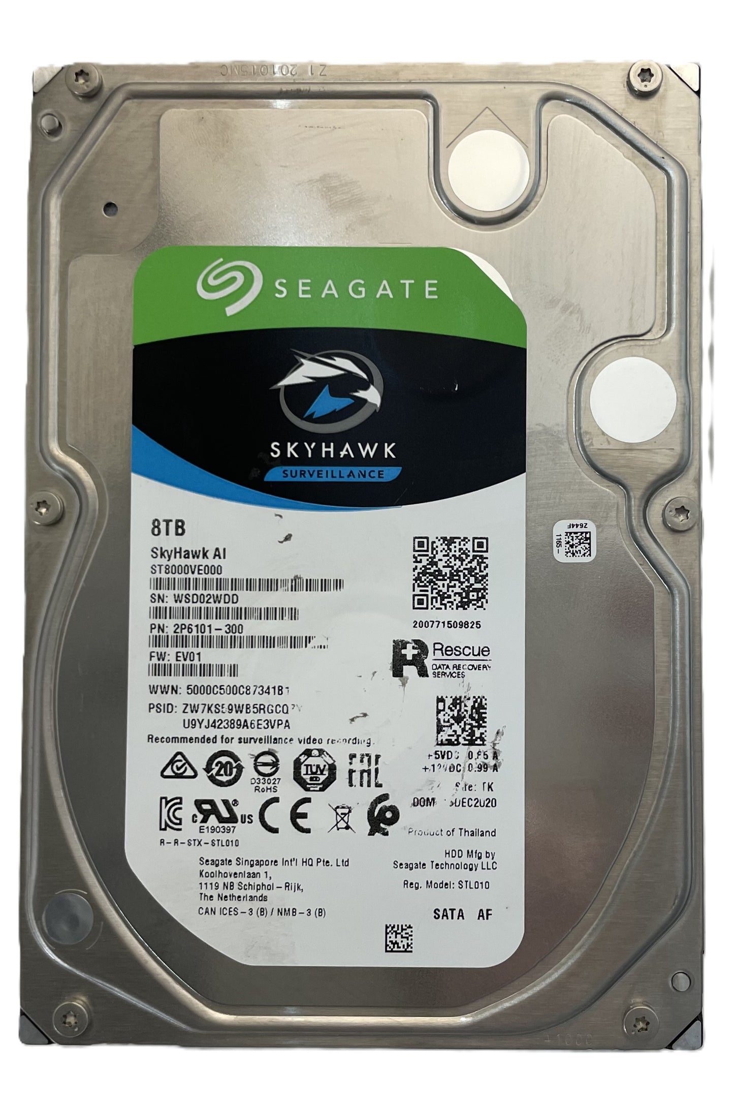 SEAGATE SkyHawk AI ST8000VE000-2P6101 3.5" 8TB Internal Surveillance SATA HDD