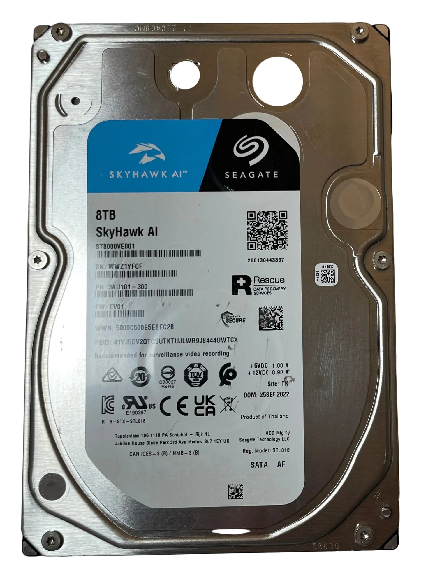 SEAGATE SkyHawk AI ST8000VE001 3.5" 8TB Internal Surveillance SATA HDD