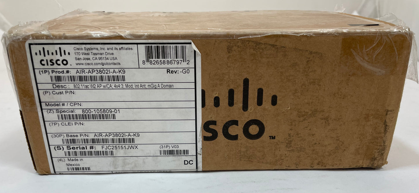 CISCO Aironet 3802 Series AIR-AP3802I-A-K9 Dual Band Access Point -NOB