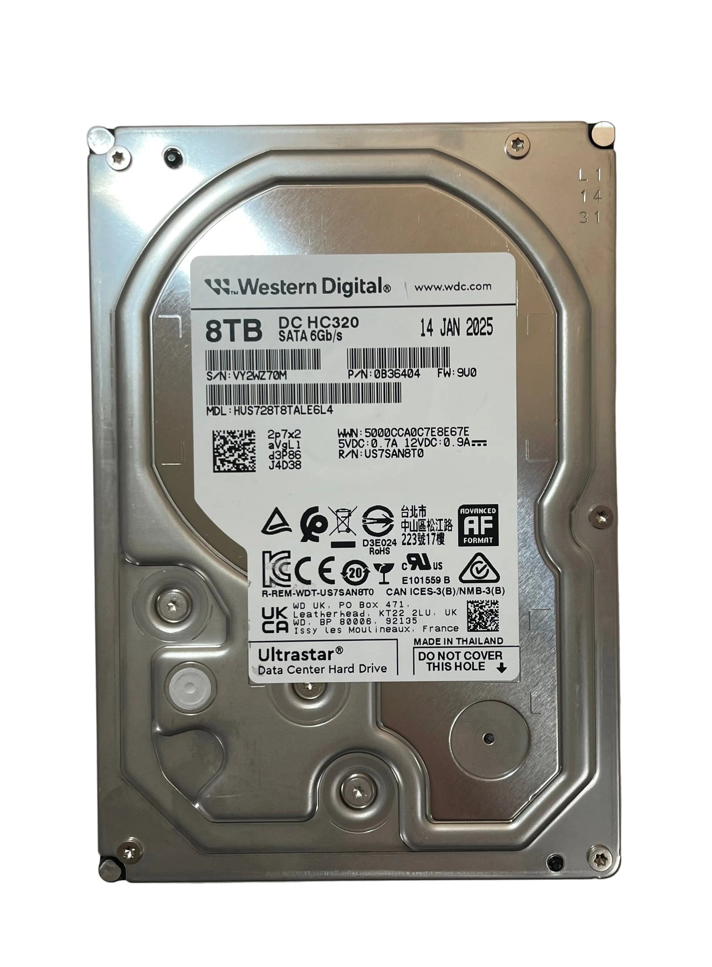 Western Digital Ultrastar HUS728T8TALE6L4 8TB 3.5" SATA Internal Datacenter HDD