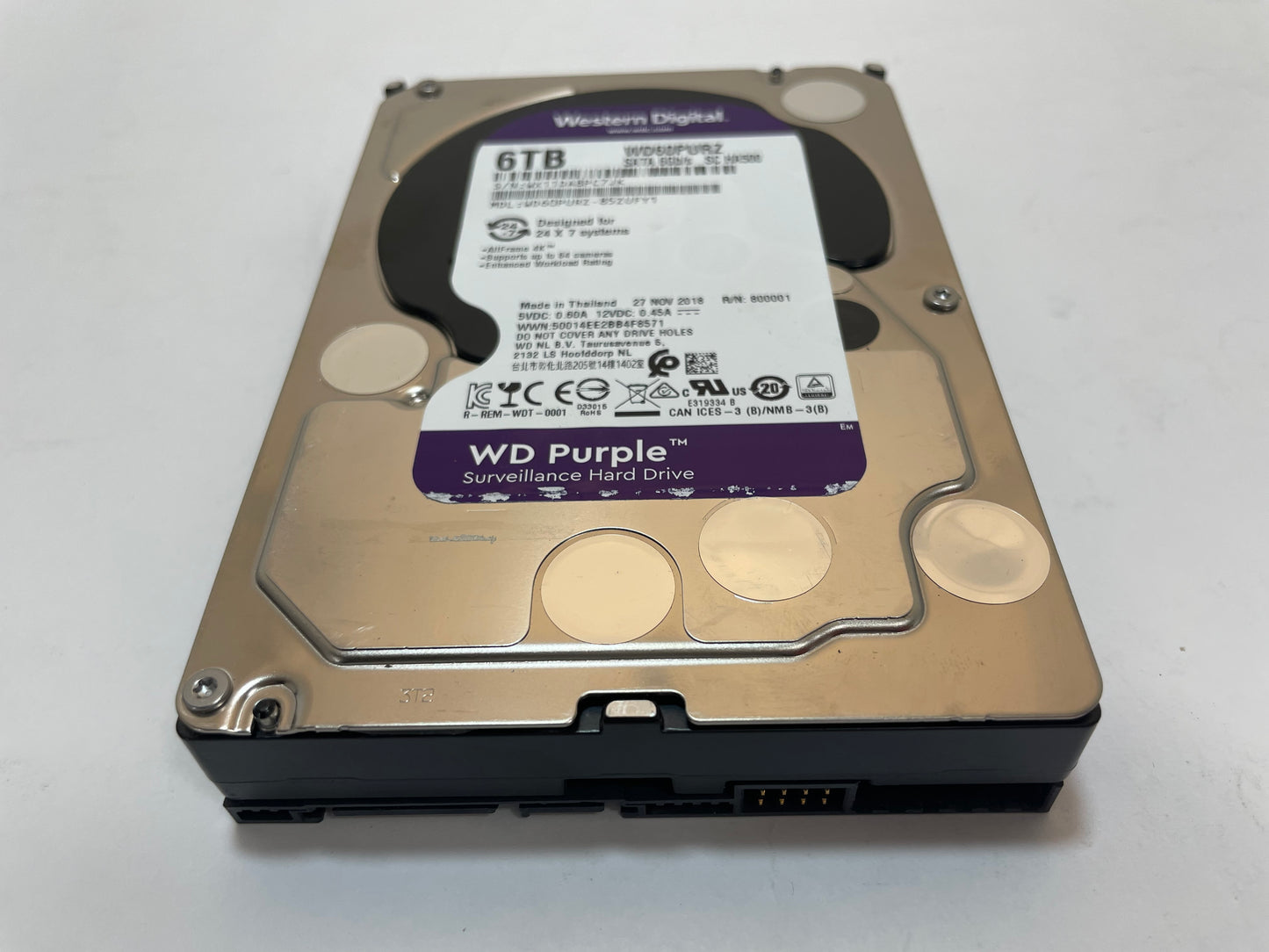 WESTERN DIGITAL Purple WD60PURZ-85ZUFY1 6TB 3.5" SATA Internal Surveillance HDD