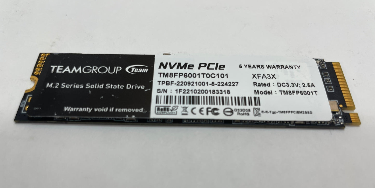 TEAM GROUP TM8FP6001T0C101 1TB PCIe NVMe M.2 Internal Solid State Drive