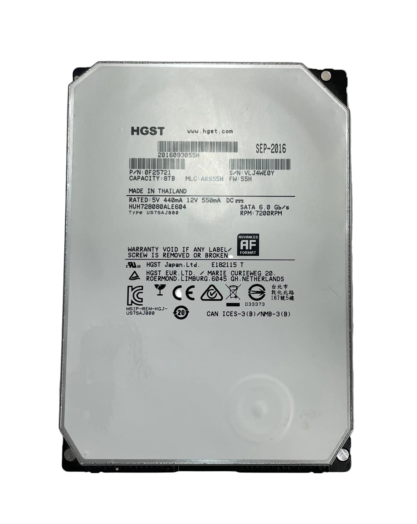 HGST HUH728080ALE604 8TB 3.5" SATA 6Gb/s Internal HDD
