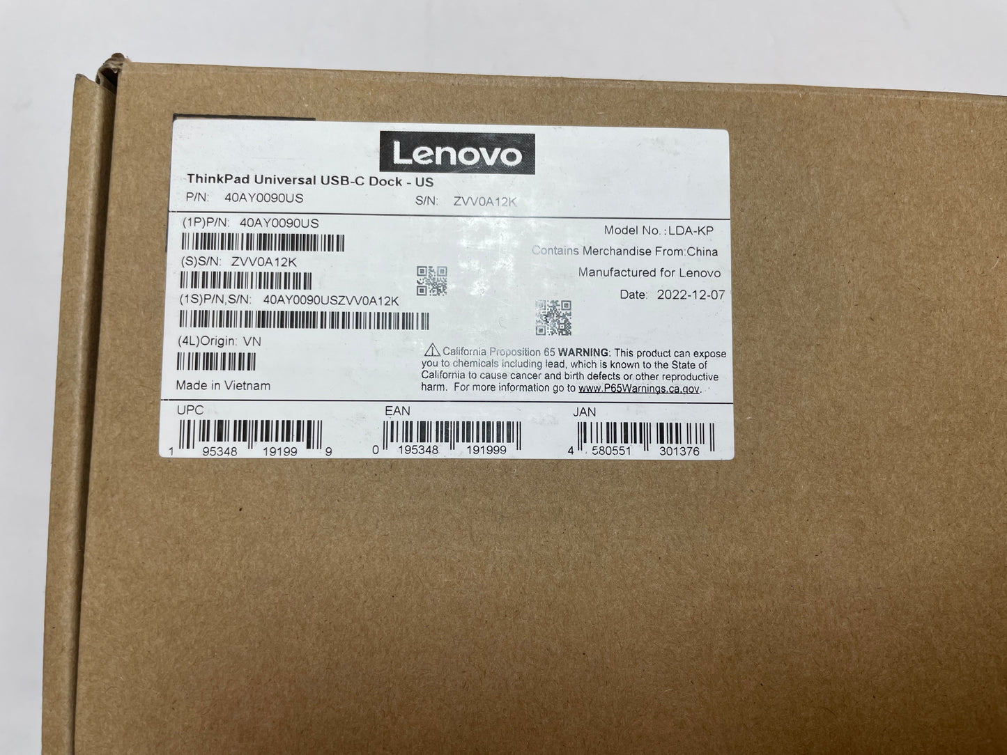 Lenovo ThinkPad LDA-KP Universal USB-C Docking Station -NOB