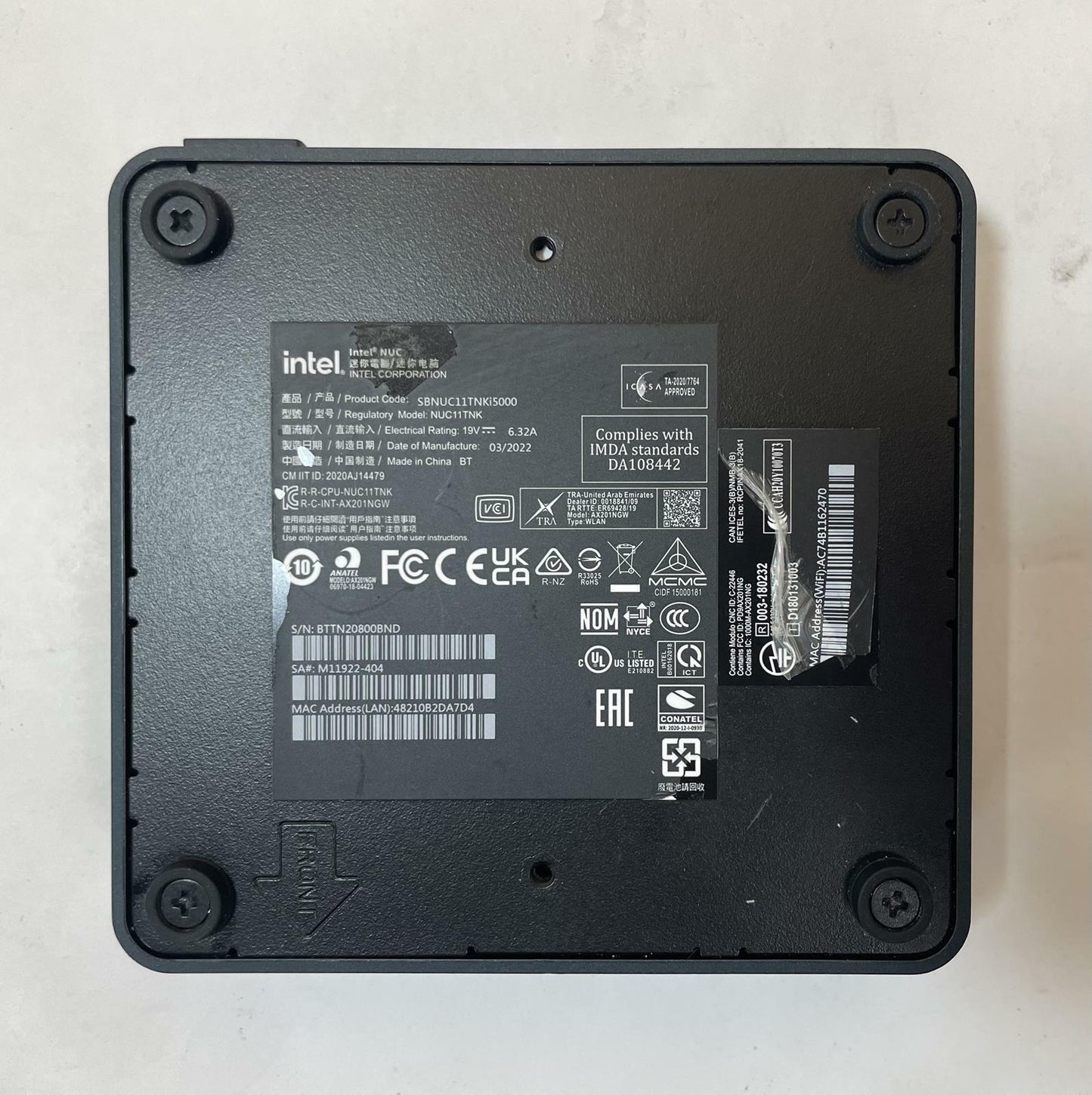 INTEL NUC11TNKi5 Core i5 1135G7 8GB 250GB NVMe NO OS or AC Included