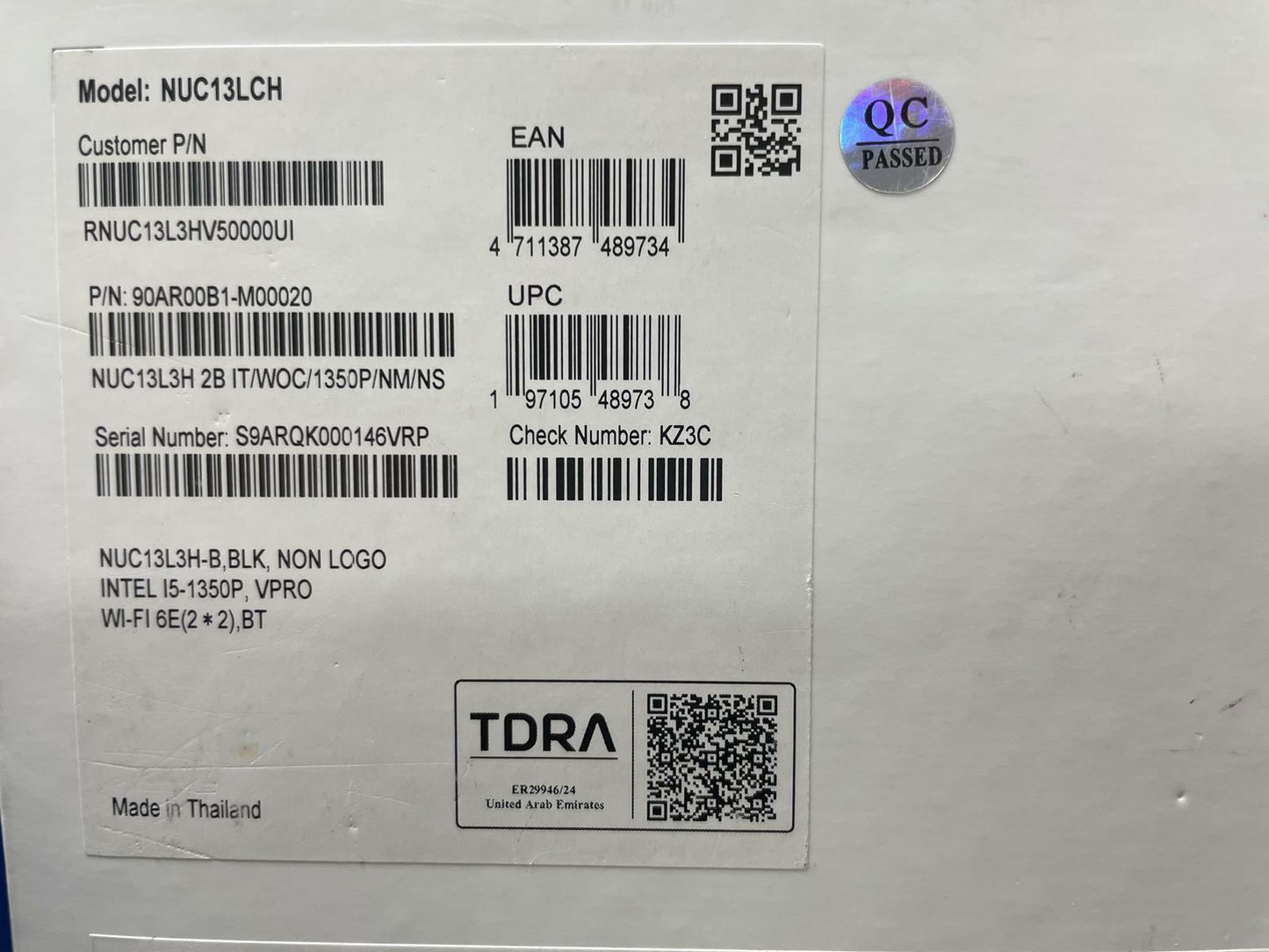 ASUS NUC 13 Pro NUC13L3H-B UCFF Core i5-1350P 16GB 512GB NVMe WIN11 -Excellent