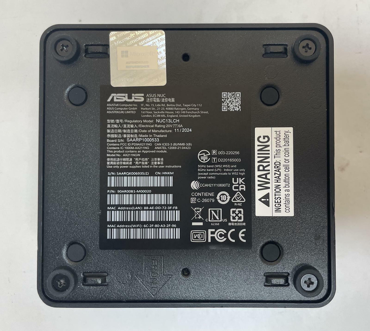 ASUS NUC 13 Pro NUC13LCH UCFF Core i5-1350P 16GB 512GB Windows 11 -Good